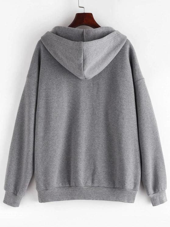 Fleece Lined Drop Shoulder Hooded Zip Coat