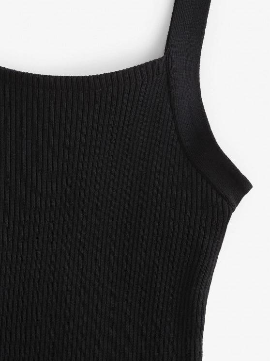 Fleece Lined Ribbed Knit Slim Tank Top TSH210312297BLA Black / One-Size