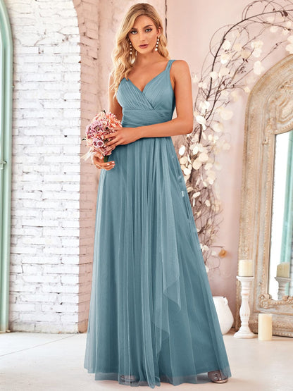 Floor Length Sleeveless Wholesale Tulle Bridesmaid Dresses