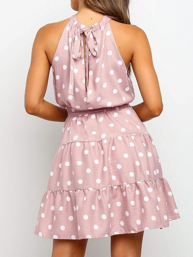 Floral And Polka Dot Girly Dress With Belt