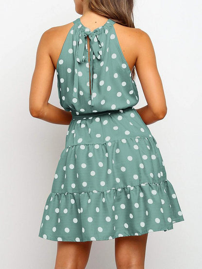 Floral And Polka Dot Girly Dress With Belt