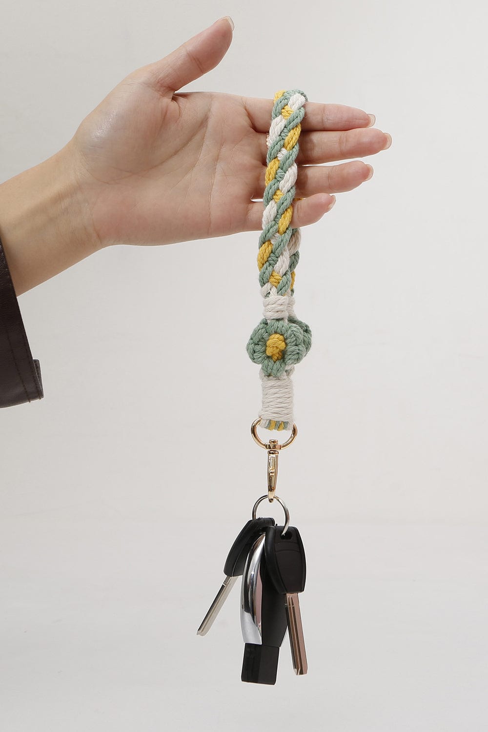 Floral Braided Wristlet Key Chain