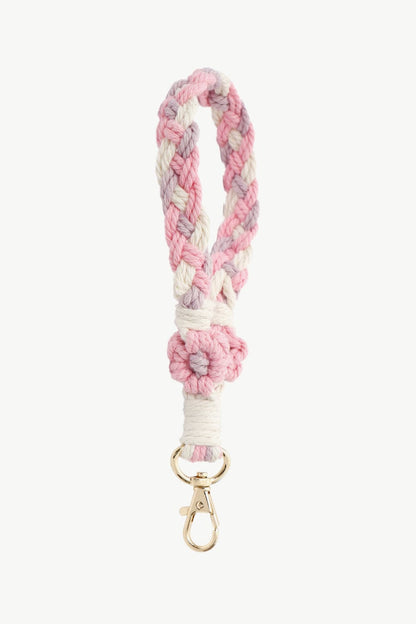 Floral Braided Wristlet Key Chain MS231013003926FOne Size Blush Pink / One Size