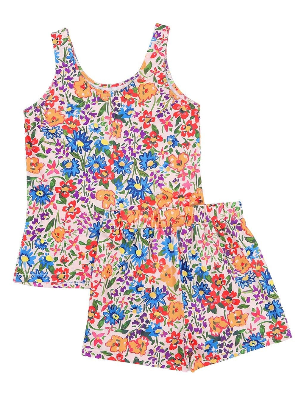 Floral Dream Sleeveless Lounge Set in Multicolor Leopard Pattern