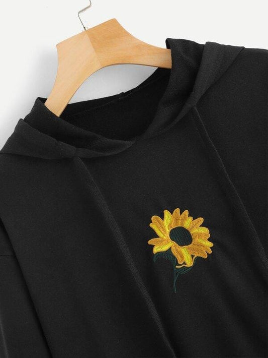 Floral Embroidery Hooded Sweatshirt