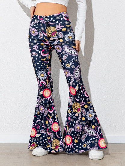 Floral High Waist Flare Leg Pants MS231013012293FS Floral / S