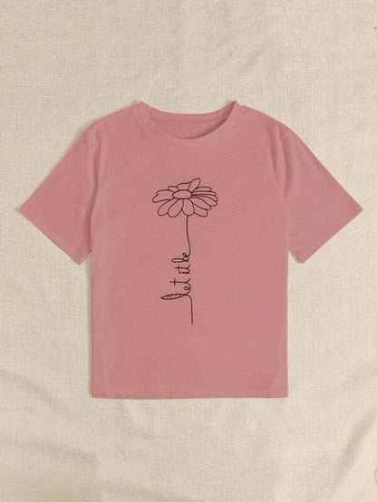 Floral & Letter Graphic Tee