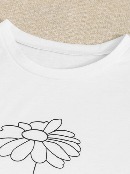 Floral & Letter Graphic Tee