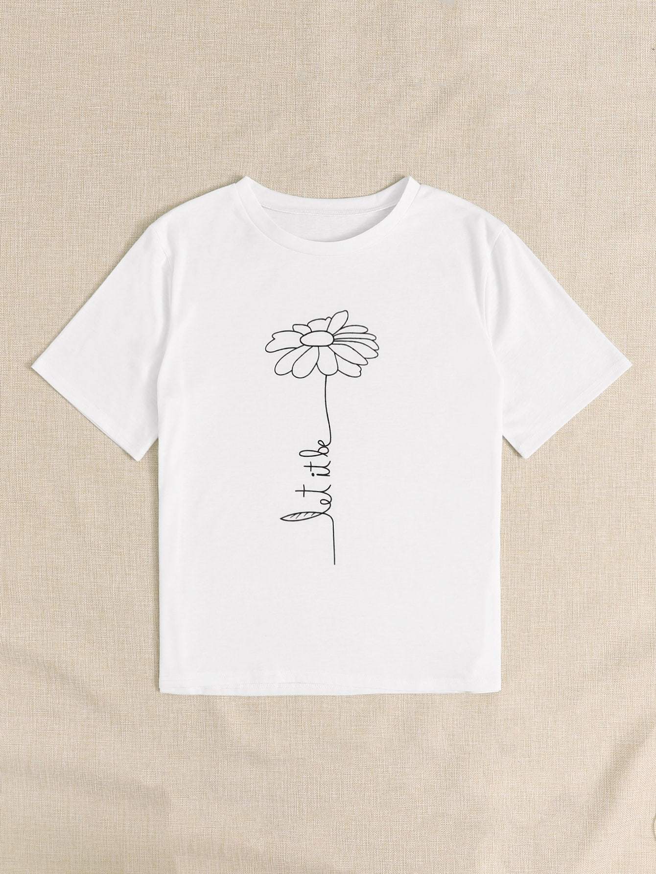 Floral & Letter Graphic Tee