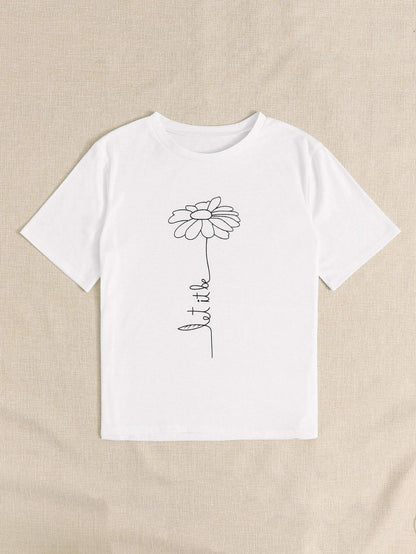 Floral & Letter Graphic Tee