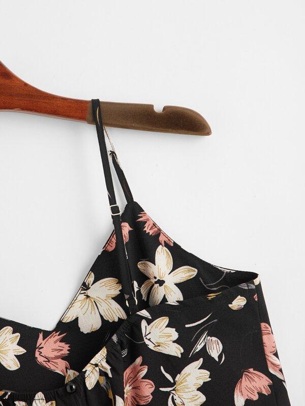 Floral Print Tie Back Cami Top