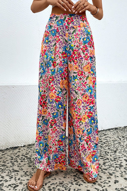 Floral Print Wide Leg Long Pants MS231013010884FS Floral / S