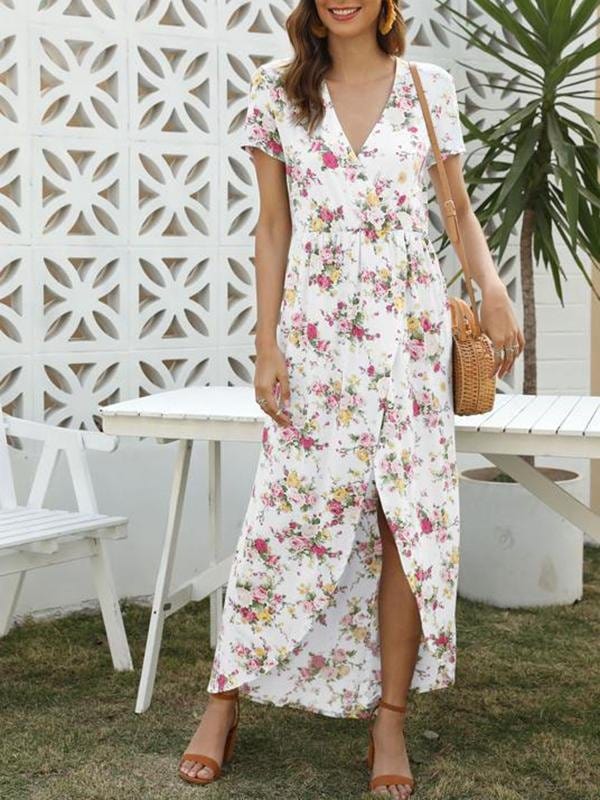 Floral Print Wrap Hem Dress