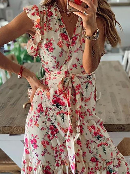 Floral Printed Bandage Maxi Dress