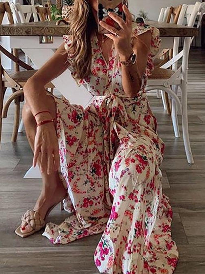 Floral Printed Bandage Maxi Dress