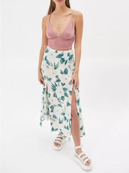 Floral Printed Casual A-Line Midi Summer Skirt