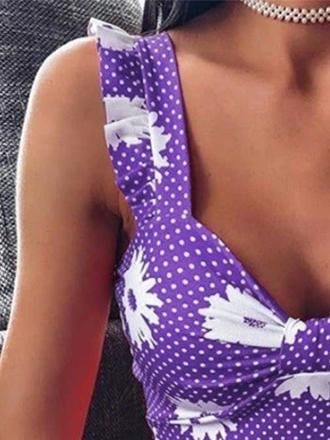 Floral Printed Suspender Dress