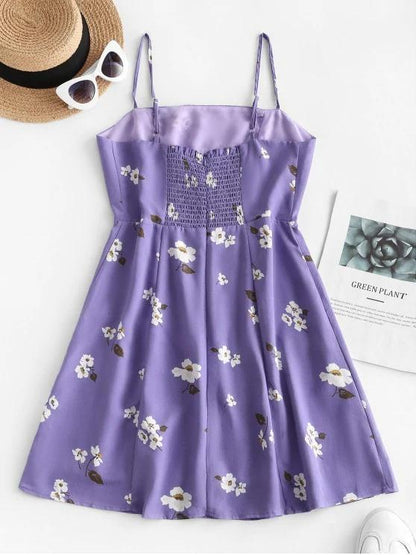 Floral Shirred A Line Sundress for Women