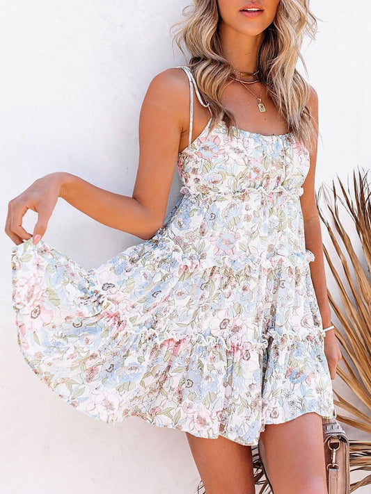 Floral Sling Sleeveless Beach Dress DRE2106100277WHIS White / S