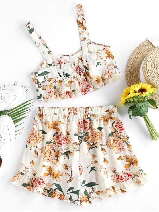 Flounce Floral Print Two Piece Set