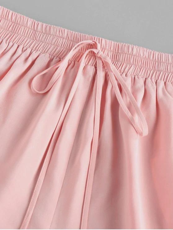 Flounce Tie Elastic Waist Shorts SHO210207075PIN ONE SIZE / Pink