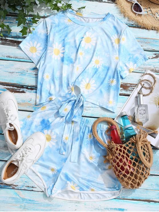 Flower Cloud Tie Dye Knot Two Piece Set