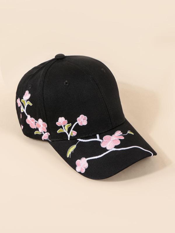 Flower Embroidery Baseball Cap for Women BAS210224133BLA Black