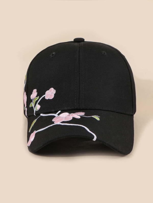 Flower Embroidery Baseball Cap for Women BAS210224133BLA Black