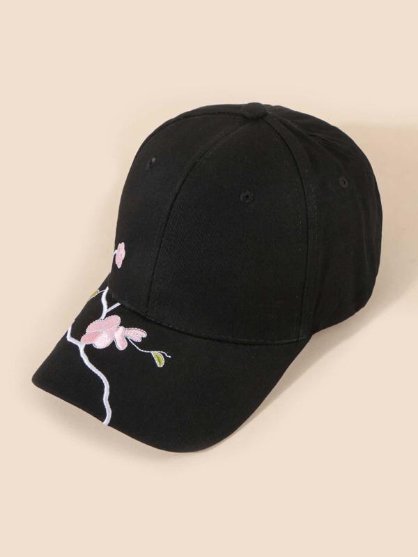 Flower Embroidery Baseball Cap for Women BAS210224133BLA Black