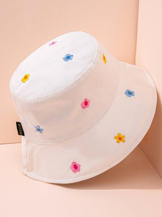 Flower Embroidery Bucket Hat TSH210517389BEI Beige