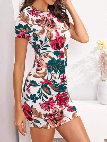 Flower Print Bodycon Dress