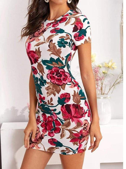 Flower Print Bodycon Dress