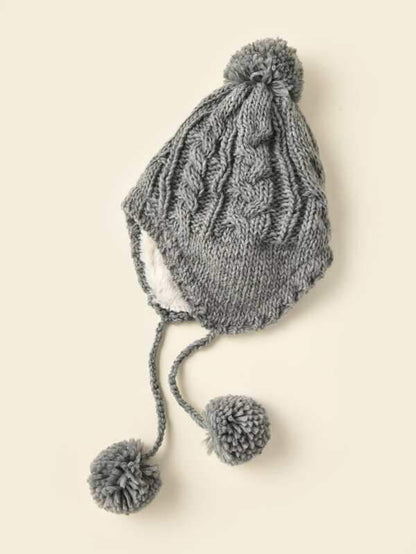 Fluffy Pom Pom Decor Knit Hat for Women BEA210225138GRA Gray