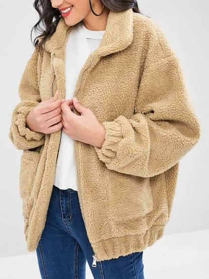 Fluffy Zip Up Winter Teddy Coat for Women