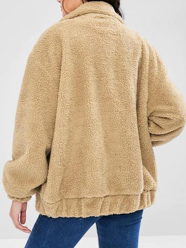 Fluffy Zip Up Winter Teddy Coat for Women