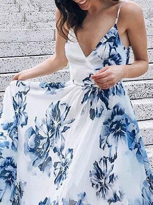 Foral Print Sleeveless Sling Dress for Women