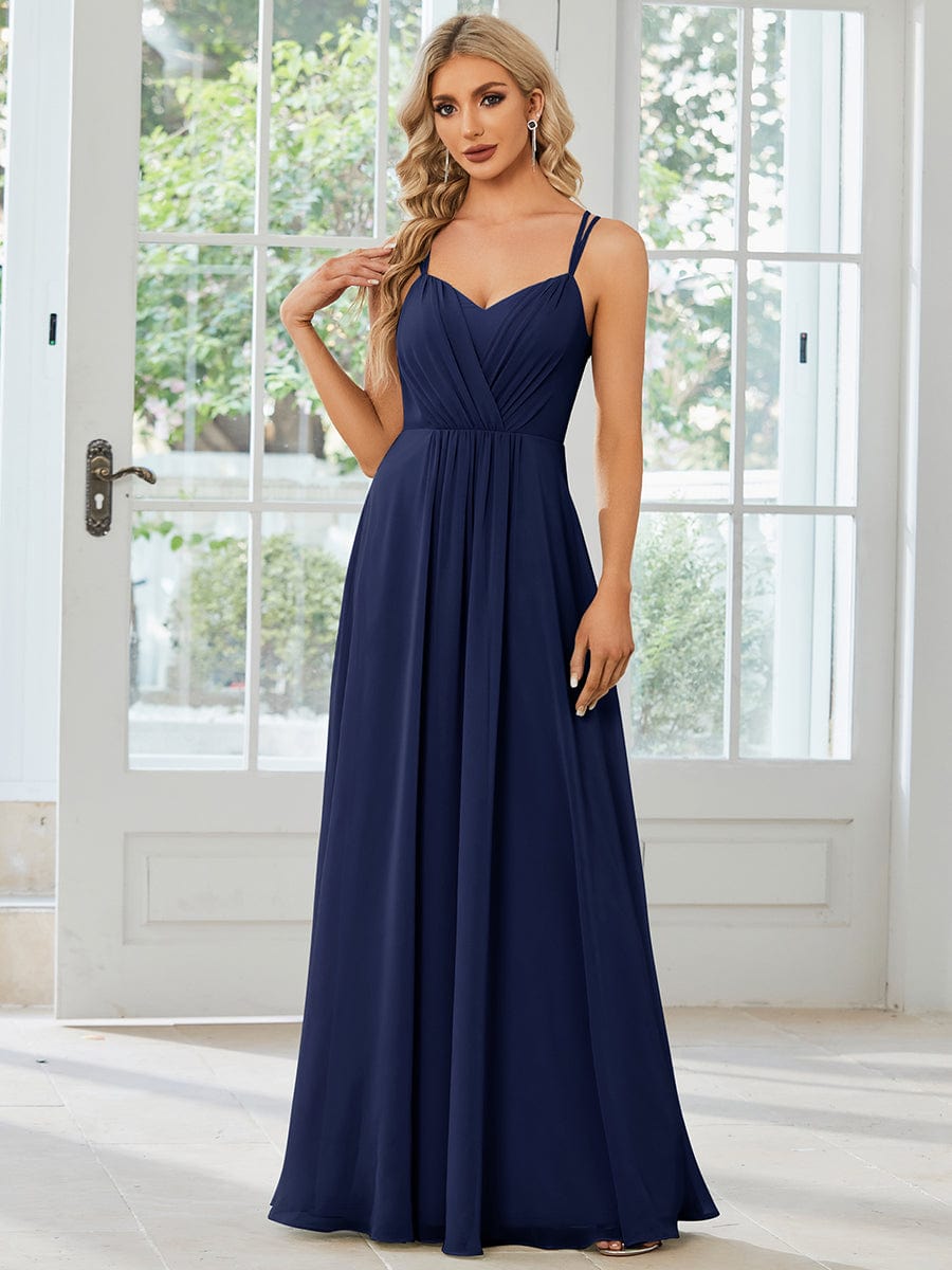 MsDresslyEP Formal Dress Convertible Chiffon Lace Open Back Spaghetti Straps Bridesmaid Dress DRE2310040006NAV4