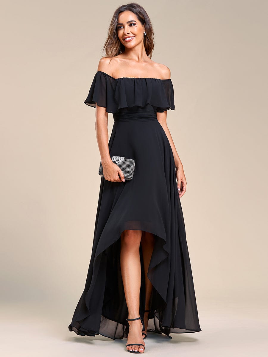 MsDresslyEP Formal Dress Elegant Chiffon High-Low Off The Shoulder Bridesmaid Dress