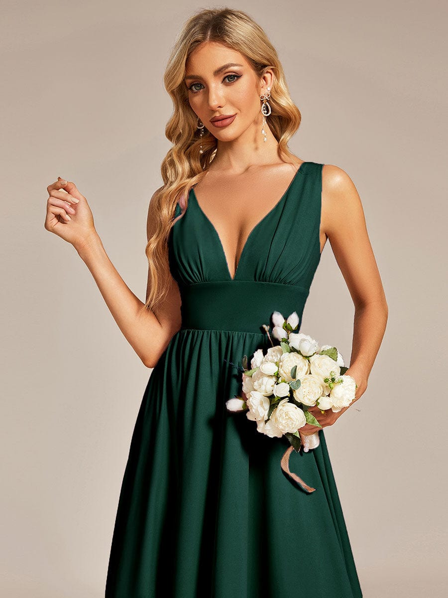 MsDresslyEP Formal Dress Elegant High-Low Sleeveless Empire Waist Bridesmaid Dress