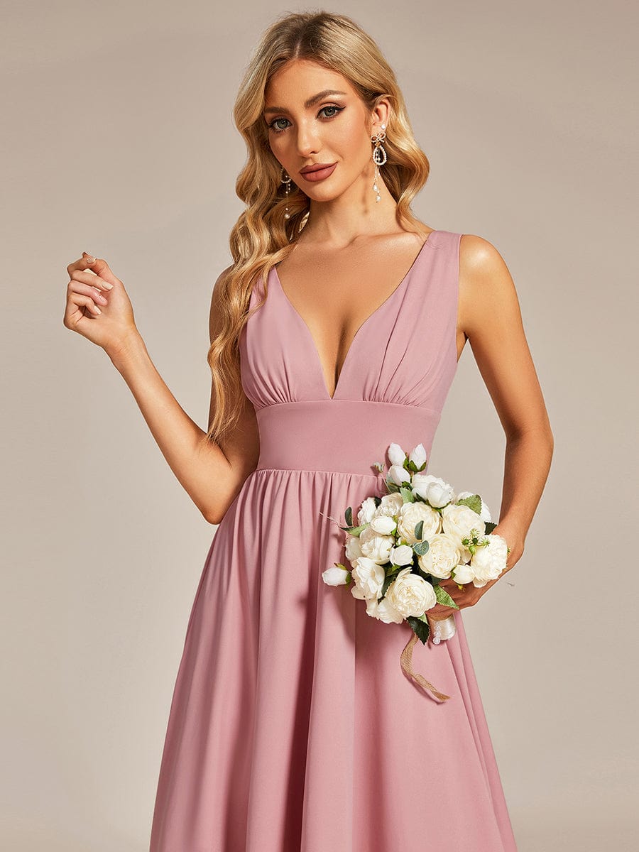 MsDresslyEP Formal Dress Elegant High-Low Sleeveless Empire Waist Bridesmaid Dress