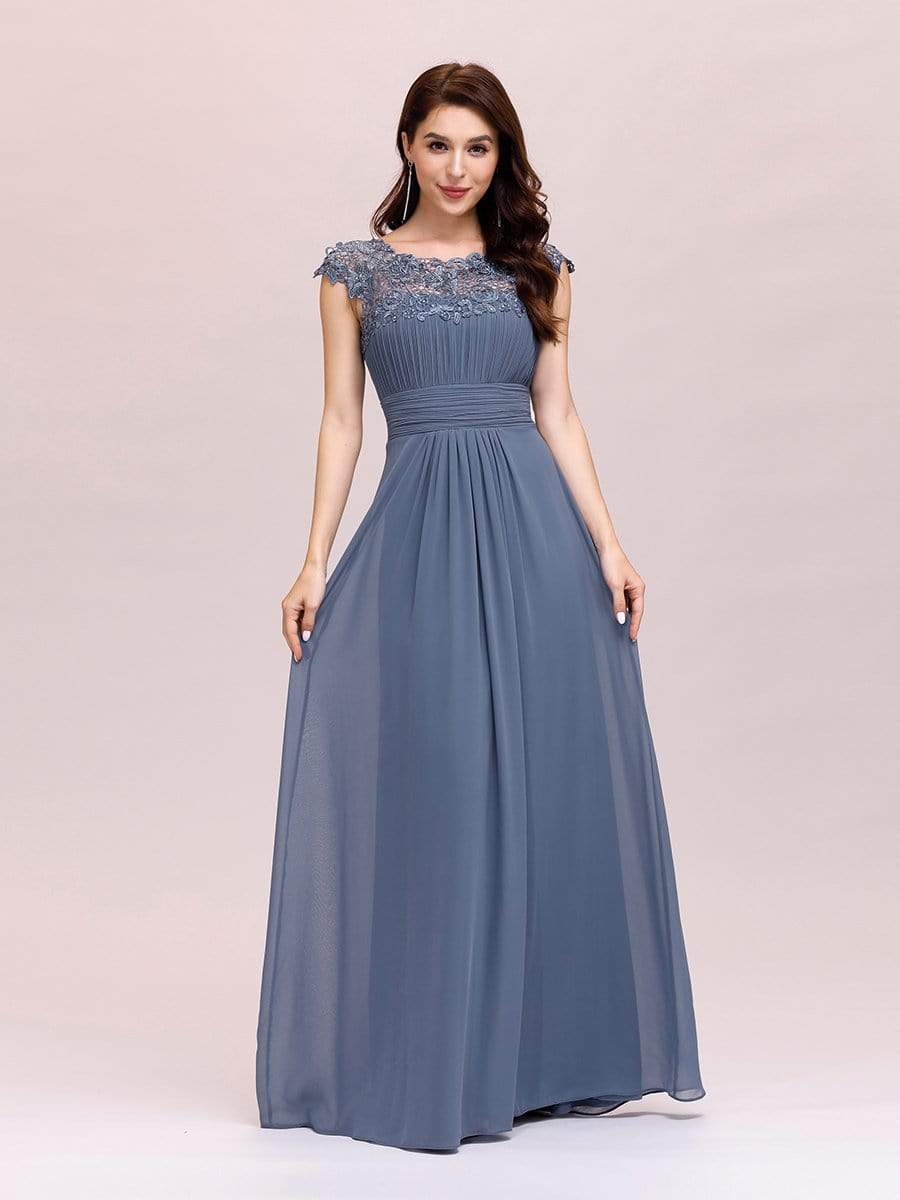 MsDresslyEP Formal Dress Elegant Maxi Long Lace Bridesmaid Dress with Cap Sleeve DRE230978211DNV4