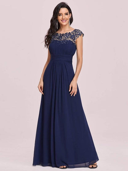MsDresslyEP Formal Dress Elegant Maxi Long Lace Bridesmaid Dress with Cap Sleeve DRE230978221NBY4