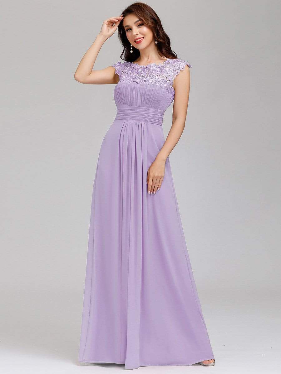 MsDresslyEP Formal Dress Elegant Maxi Long Lace Bridesmaid Dress with Cap Sleeve DRE230978243LVD4