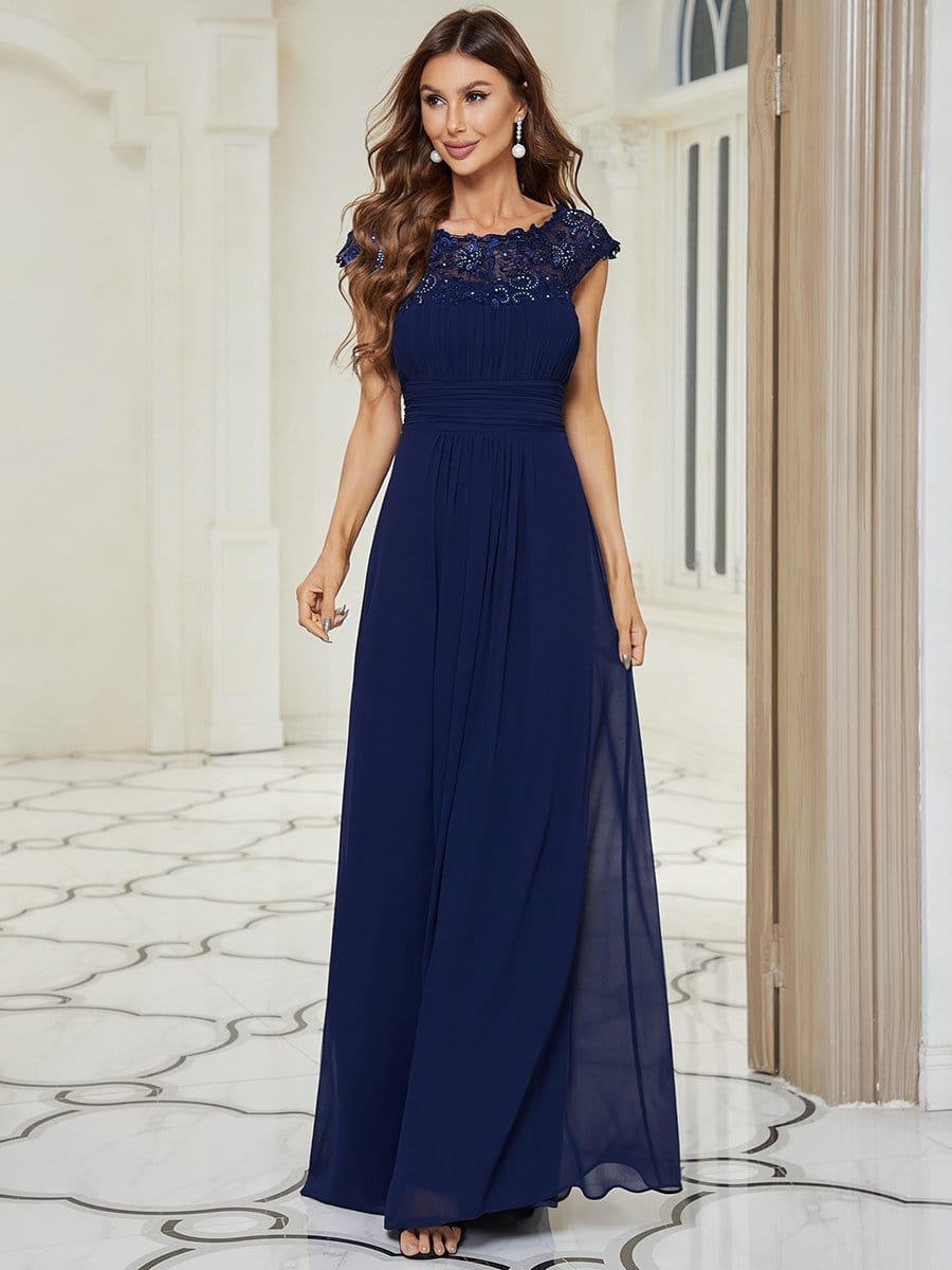 MsDresslyEP Formal Dress Elegant Maxi Long Lace Cap Sleeve Bridesmaid Dress DRE230973513NBY4