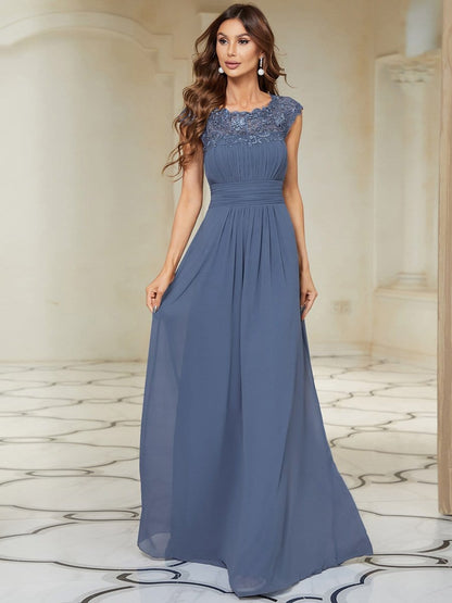 MsDresslyEP Formal Dress Elegant Maxi Long Lace Cap Sleeve Bridesmaid Dress DRE230973525DNV4