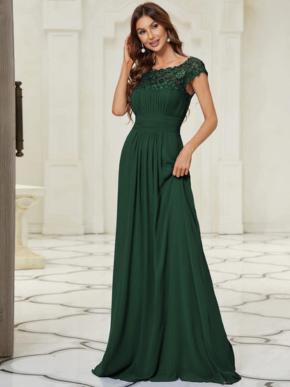 MsDresslyEP Formal Dress Elegant Maxi Long Lace Cap Sleeve Bridesmaid Dress DRE230973535DGV4