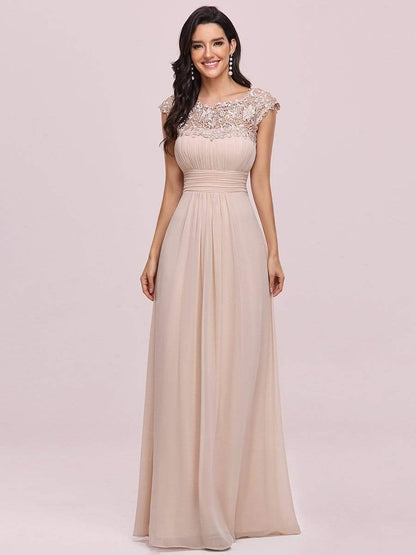 MsDresslyEP Formal Dress Elegant Maxi Long Lace Cap Sleeve Bridesmaid Dress DRE230973577BSH4