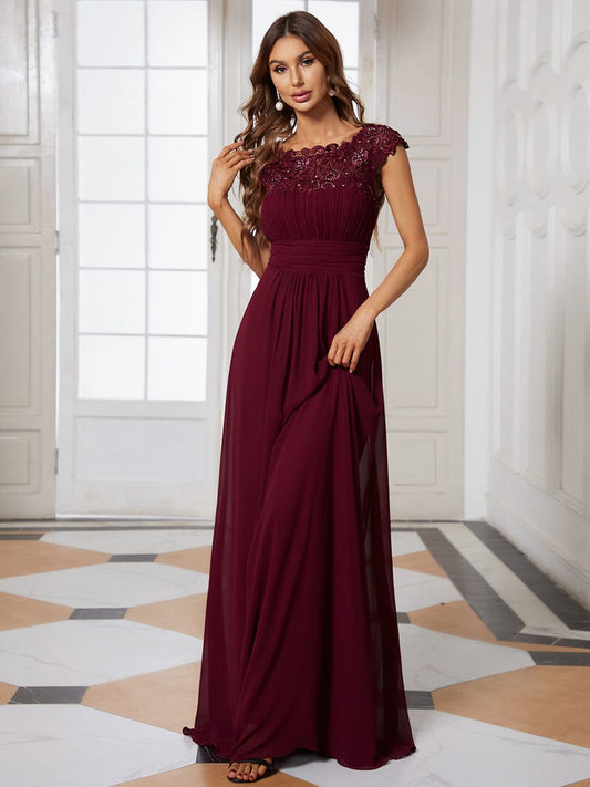 MsDresslyEP Formal Dress Maxi Lace Cap Sleeve Long Formal Evening Dress DRE230912A2601BDG4