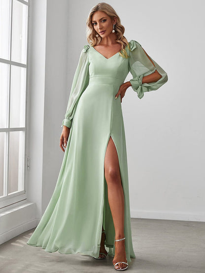 MsDresslyEP Formal Dress Open Lantern Sleeve A-Line Bridesmaid Dress DRE2310040005LGN4