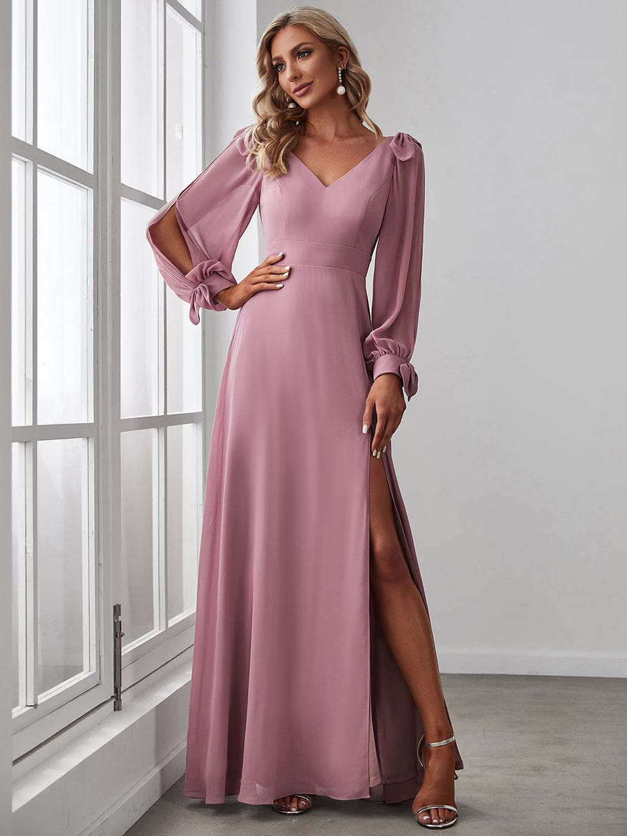 MsDresslyEP Formal Dress Open Lantern Sleeve A-Line Bridesmaid Dress DRE2310040005RBN4